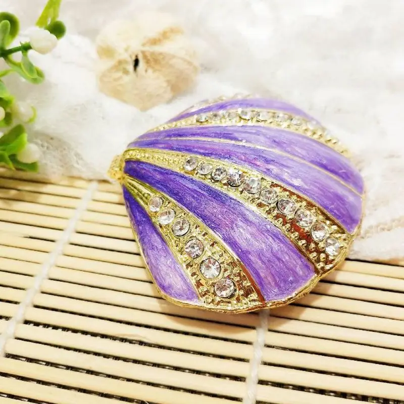 

Girls Seashell Enamel Trinket Jewelry Box Handmade Shell Ring Case Necklace Earring Holder Organizer Storage for Women Valentine