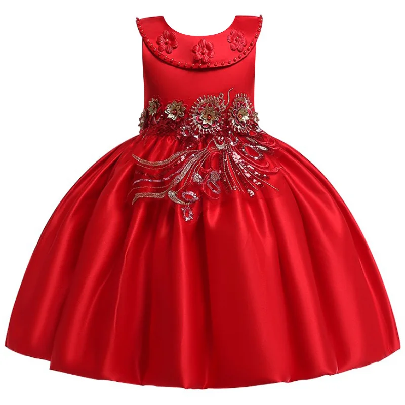Платье с цветочным узором для девочек детская одежда Детские свадебные платья