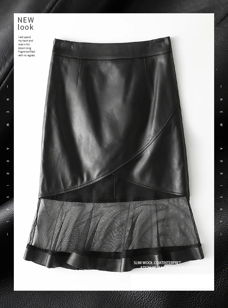 

YR!Free fashion shipping,New soft sheepskin skirts.women street sexy leather skirt.Spring casual office lady lace skirts