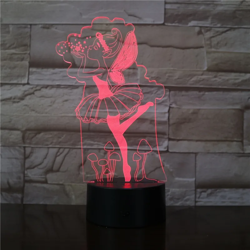 Красивая девушка 3D светодиодный ночной Светильник многоцветный RGB Украшения в