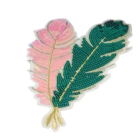 new colors rainbow green dreamy feather appliques sew iron on sequin patches embroidered badges for clothes diy craft decoration