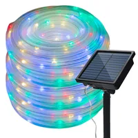 Waterproof 5M 10M 20M Solar Powered LED Rope Tube String Lights 8 Modes Copper Wire Christmas Light for Garden Yard Fence Patio
