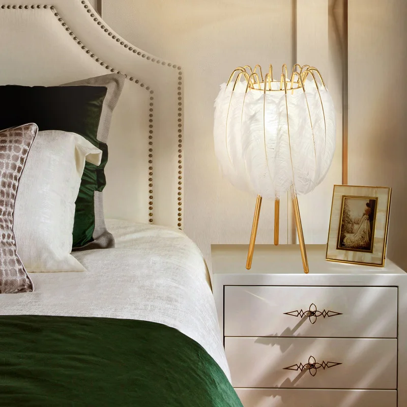 Современная настольная лампа с перьями Fss Напольная Лампа для гостиной спальни