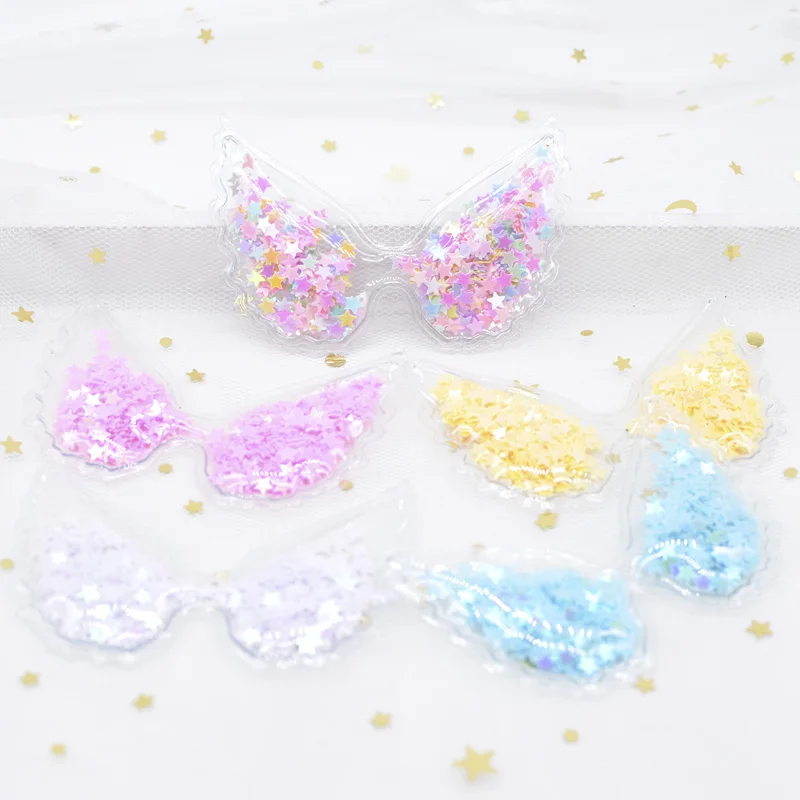 10 шт./лот 72 мм прозрачная пвх аппликация с ангельским крылом для рукоделия