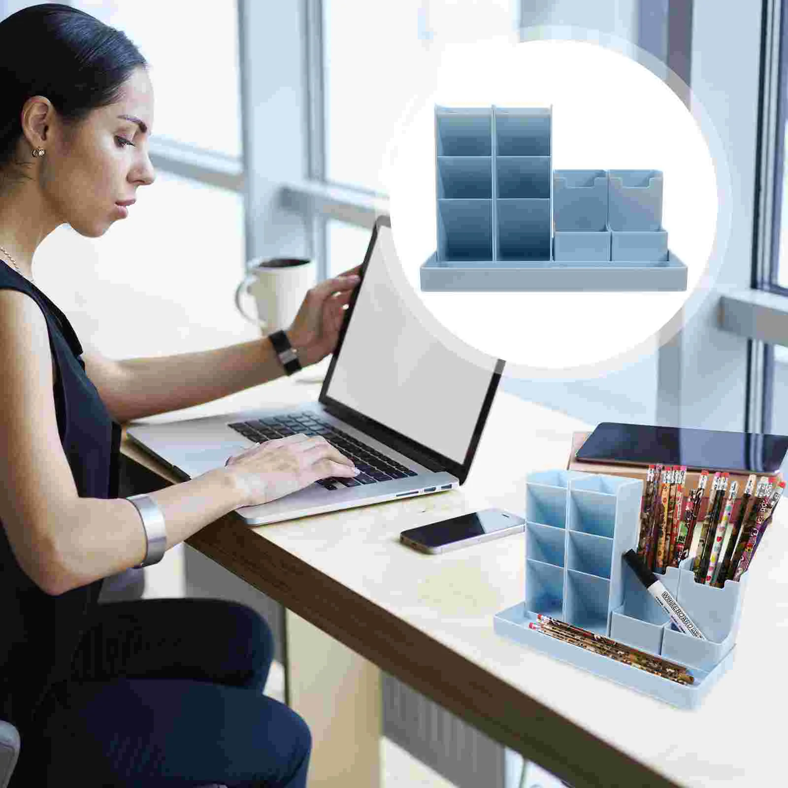 

1pc Vertical Pen Container Pencil Holder Stationery Case Desktop Organizer