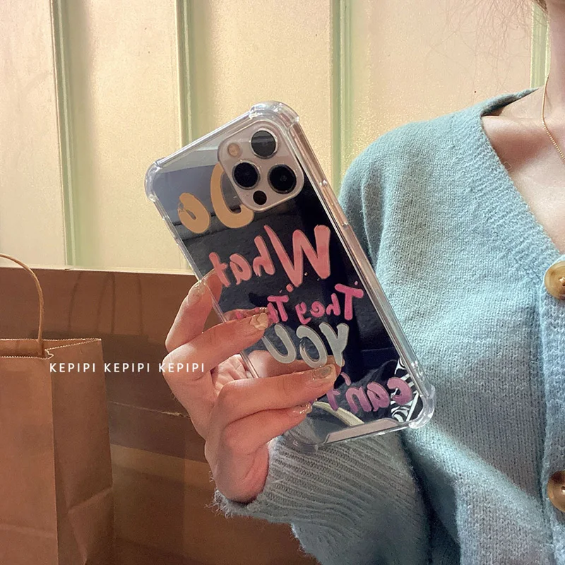 

Mirror Phone Case For IPhone 12 Pro Max 11 Xr Xs 7 8 Plus 12 Mini 2021 Ins Hot Anti-crack Screen Protective Shell As Gift