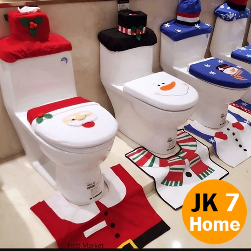 

Новогодний чехол на сиденье унитаза с Санта-Клаусом, 1 комплект, коврик, украшение для дома, Рождественский чехол на крышку унитаза, коврик д...