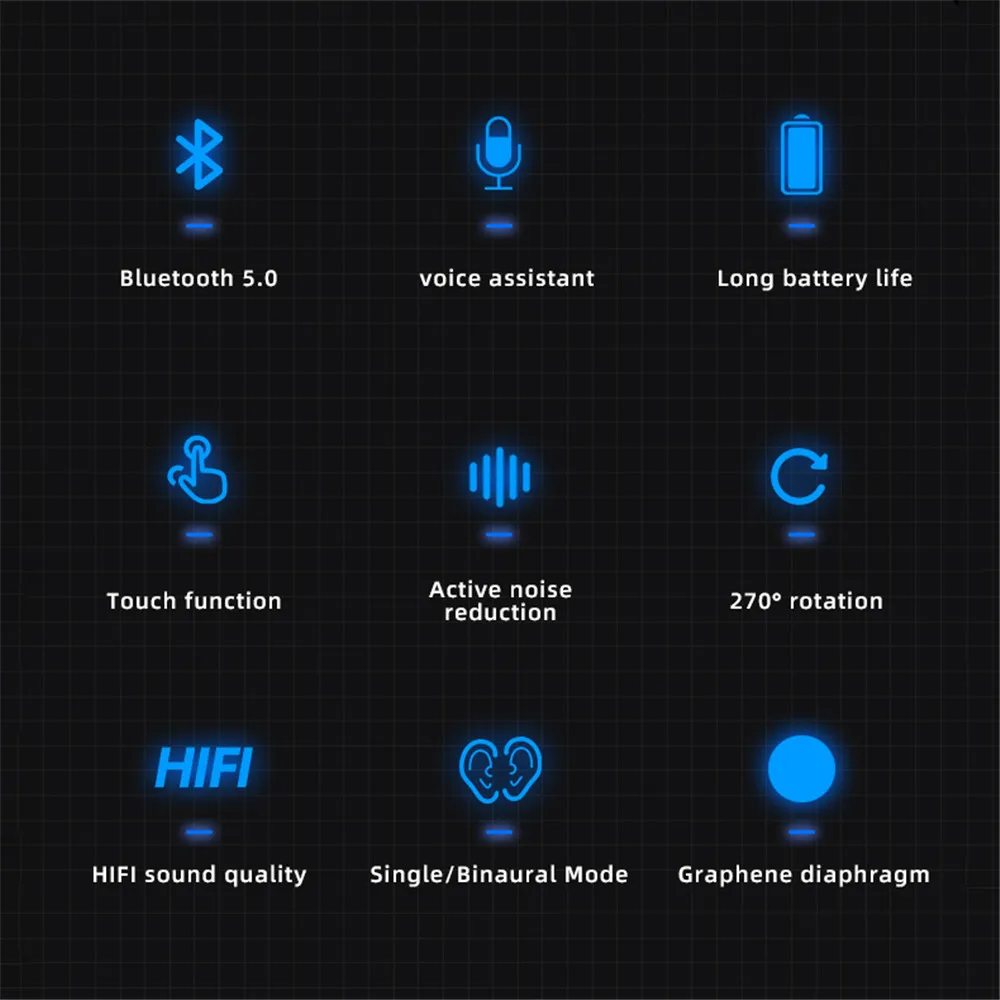 Одинарная деловая гарнитура Bluetooth 5 0 громкой связи Hi-Fi сканер отпечатков пальцев