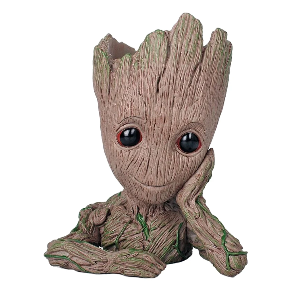 

14mm Cartoon Groot Flower Pot Planter Figurines Tree Man Cute Model Toy Pen Pot Garden Decoration Flower Pots Gift for Kids