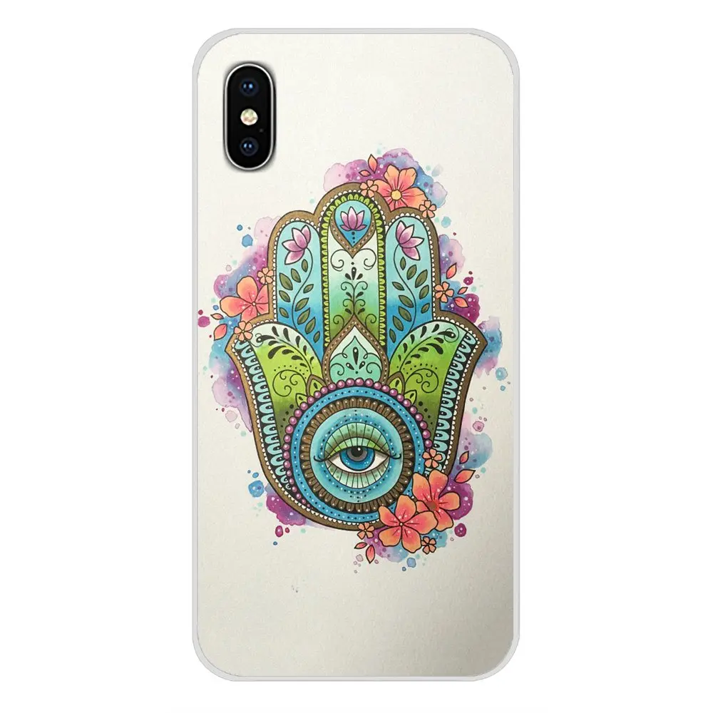 For Apple iPhone X XR XS 11Pro MAX 4S 5S 5C SE 6S 7 8 Plus ipod touch 5 6 Silicone Shell Cover Hamsa Hand of Fatima Shining Cute | Мобильные