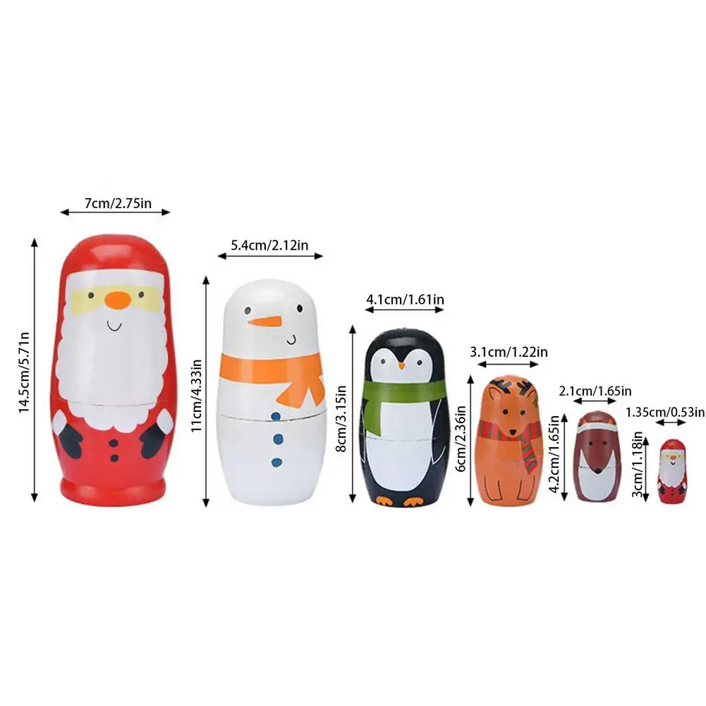 

Russian 6-layer Matryoshka 6-layer Christmas Snowman Matryoshka Pure Handicraft Home Decoration