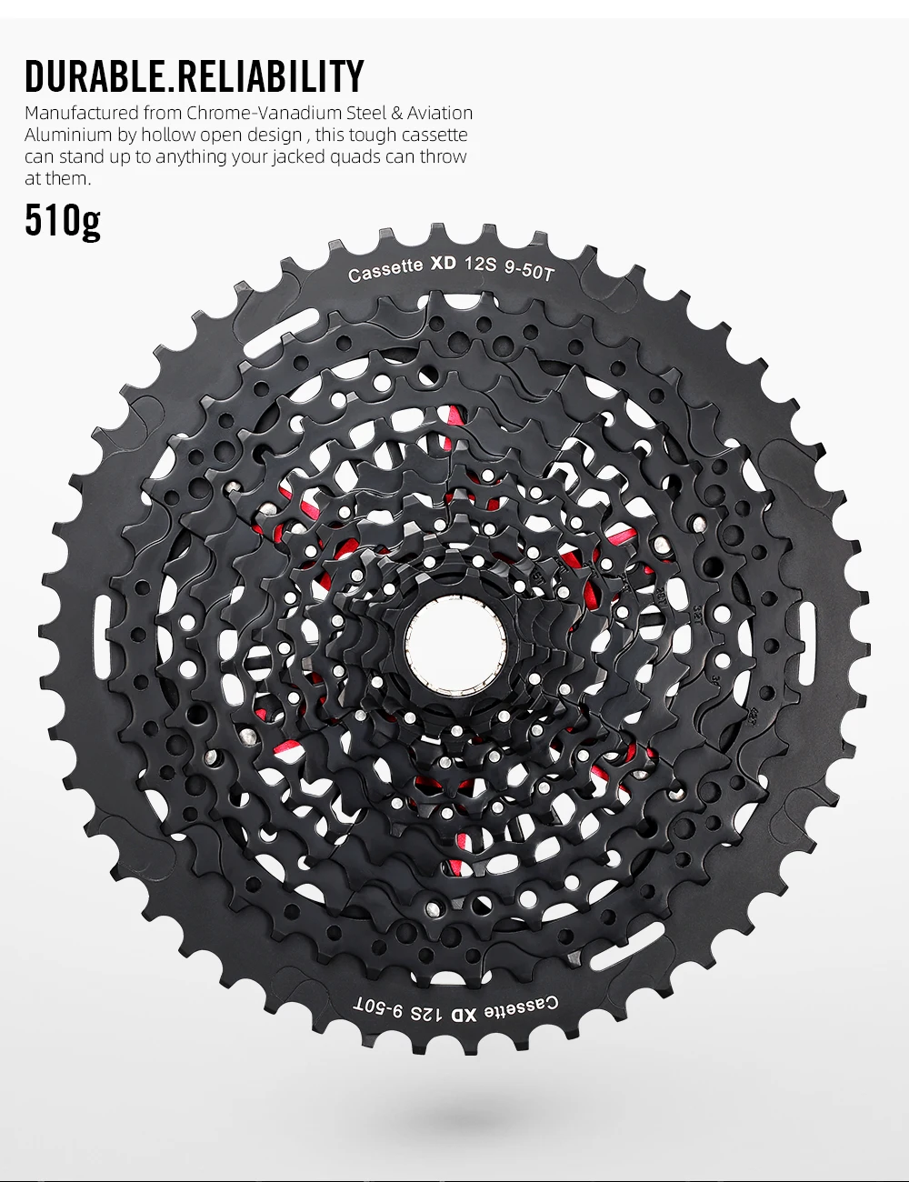 Дешево Кассета велосипедная RYET MTB, 12 Скоростей, 9-50T, XD корпус, черный велосипедный маховик, кассета 510 г, 12 В, звездочка, K7, запасные части для велосипе...