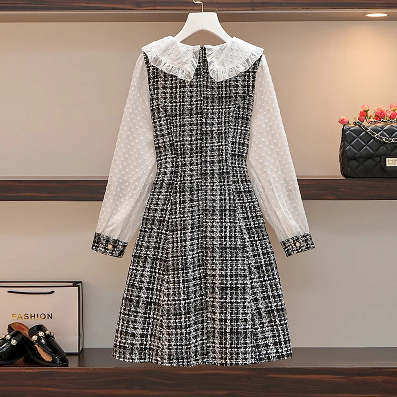 Женское осеннее платье в клетку винтажное стиле 90 х прозрачное Сетчатое