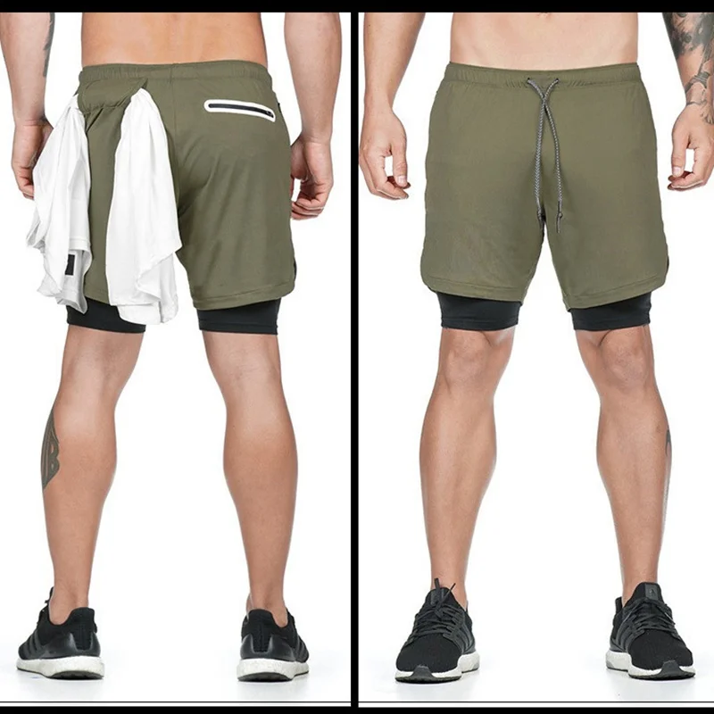 

Summer Running Shorts Men 2 in 1 Sports Jogging Fitness Shorts Training Quick Dry Mens Gym Men Shorts Sport gym Short Pants