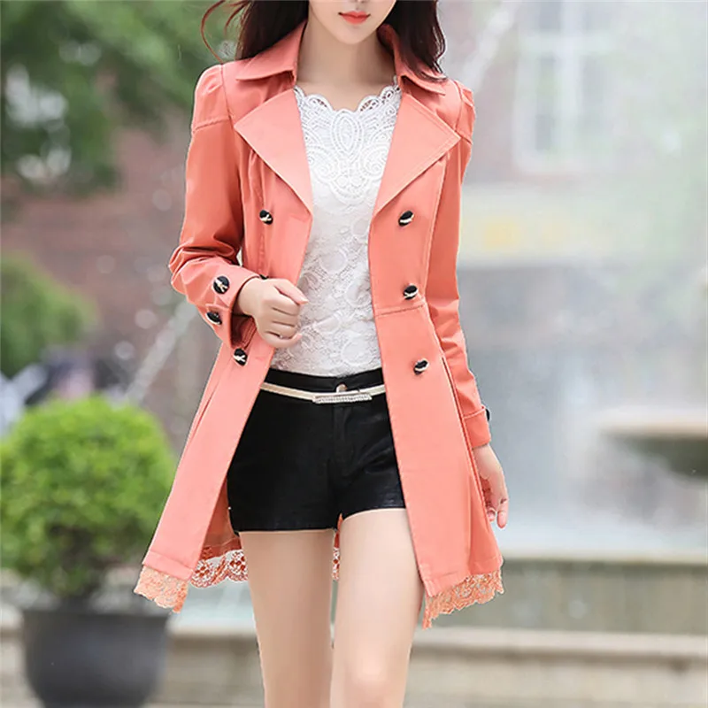 

2021 New Basic Jacket Women Fashion Loose Winter Warm Long Sleeve Button Lace Jacket Coat With Belt Lady Elegant Windbreaker