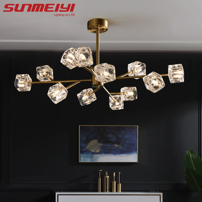 Минималистичные светодиодные люстры Золотая медная люстра освещение для