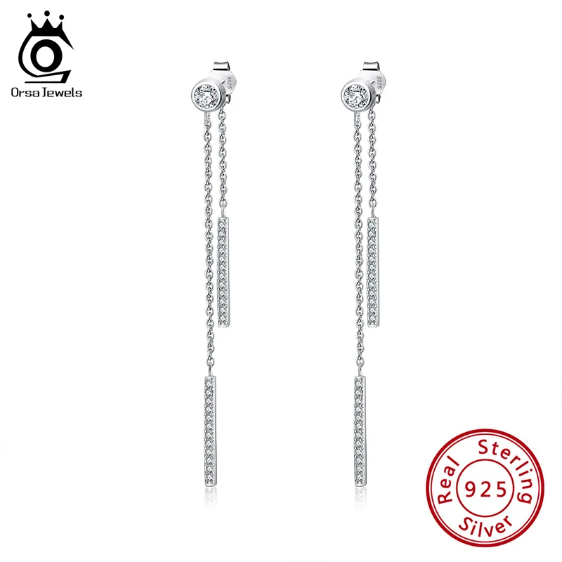 ORSA JEWELS Настоящее серебро 925 пробы серьги модные длинные Женские Романтические