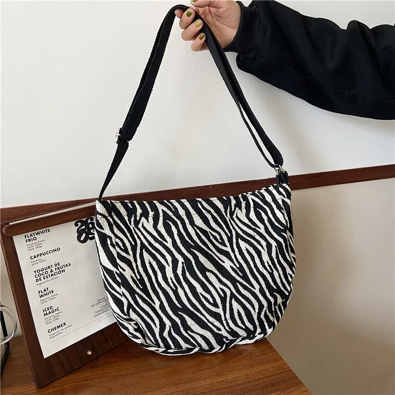 

Fashion Zebra Pattern Women Hobos Shoulder Bag Vintage Stripe Ladies Large Messenger Bags Female Girl Casual Tote Purse Handbags
