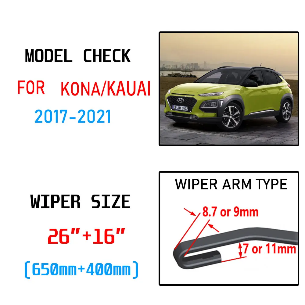 Щетки стеклоочистителя для лобового стекла Hyundai Kona Kauai 2017 2018 2019 2020 2021 - купить по