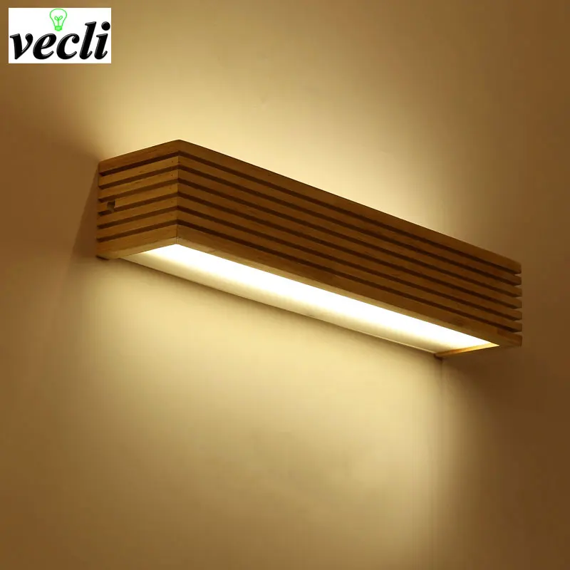 Modern Japanese Style Wall Lamps Led Wooden Lights Bedroom Bedside Lamp Bathroom Mirror Wall Sconce Home Wall Light Fixtures