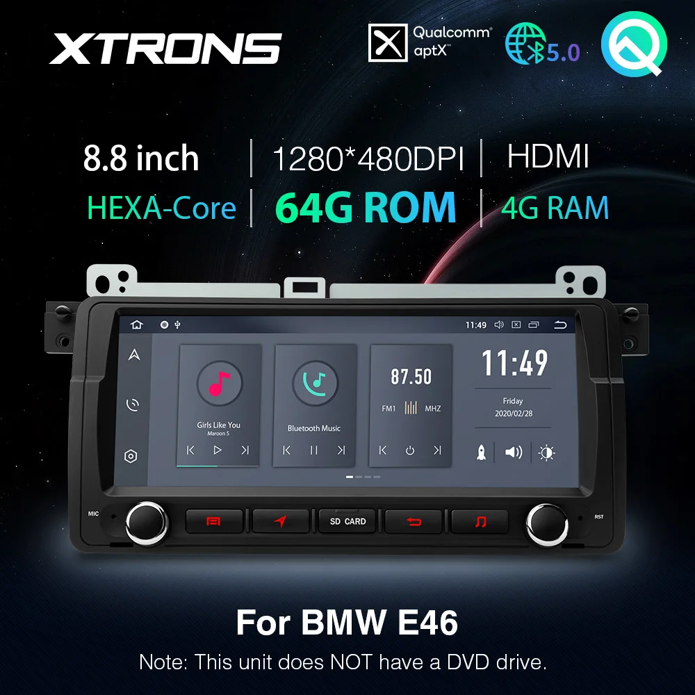XTRONS автомобильный стерео плеер Qualcomm Bluetooth 5 0 AptX 8 ''Android 10 PX6 для BMW E46 седан Rover 75 MG