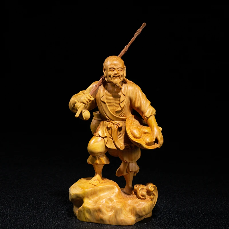 Скульптура рыбака резьба из самшита ремесла китайская культура статуя домашнее