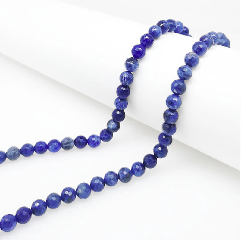 

4-12mm Natural Gemstone Round Cutting Blue Sodalite Loose Bead Bracelet Necklace Jewelry Making DIY Unique Energy Crystal Purify
