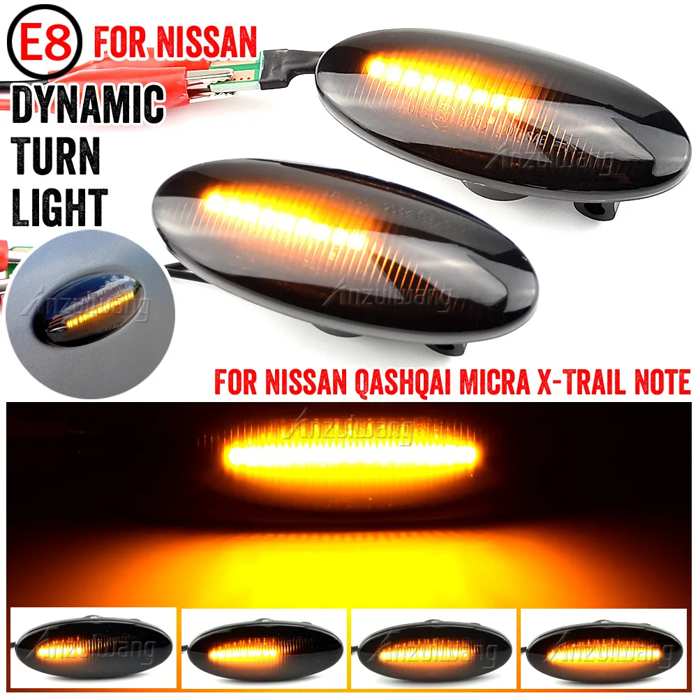 

Car Dynamic LED Side Marker Turn Signal Light Blinker For Nissan Qashqai J10 X-trail T31 Cube Juke Leaf Micra Micra K13 E11