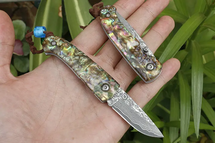 Koop Damascus Staal Mes Pocket Folding Camping Mes Outdoor Gereedschappen Survival Mini Sleutelhanger Mes Edc Vissen Messen Jacht Goederen