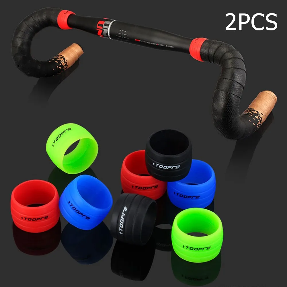 

TOOPRE 1 Pair Bike Strap Ring Handlebar Tape Fixing Sleeve Silicone Waterproof Anti-Slip Bicycle Bend Handlebar Tape Fixing Ring