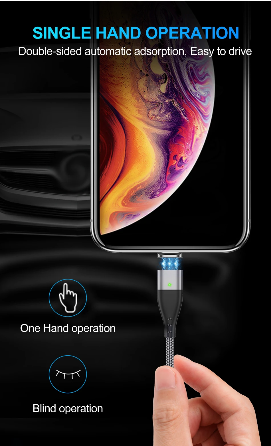 USLION Магнитный кабель Micro USB для iPhone samsung 3A, кабель для быстрой зарядки и передачи данных, Магнитный зарядный кабель usb type C, кабель для телефона Android