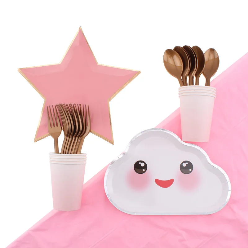 Одноразовая посуда десертная тарелка украшение для дня рождения серия с пятью