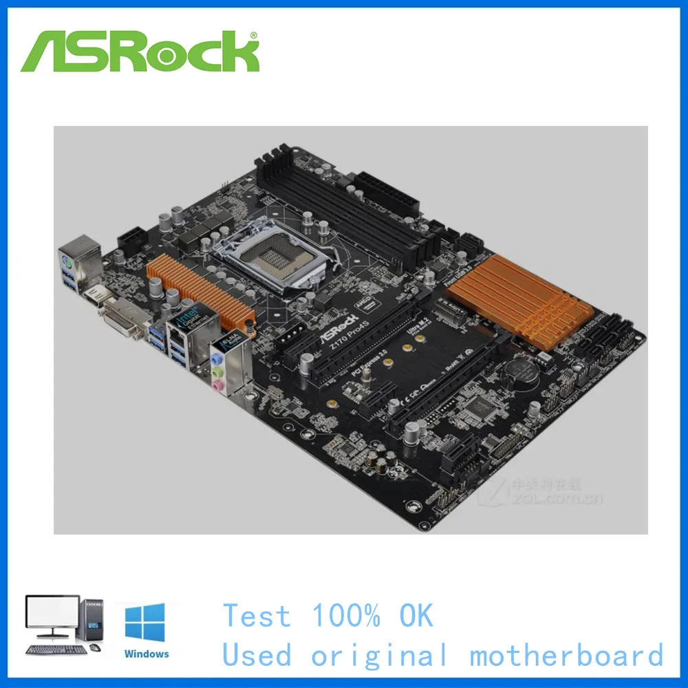 Материнская плата для компьютера ASRock Z170 Pro4S материнская LGA 1151 DDR4 настольного б/у