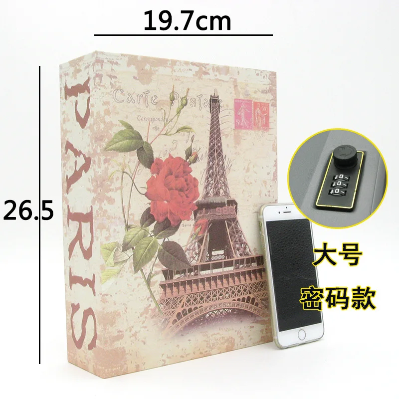 large Книга Сейф большой пароль коробка с замком банкноты Копилка дети творческий подарок на день рождения - Цвет: large