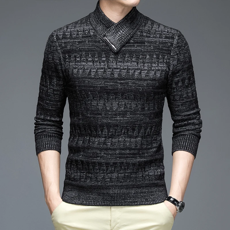 

Мужской трикотажный пуловер с V-образным вырезом, 2021