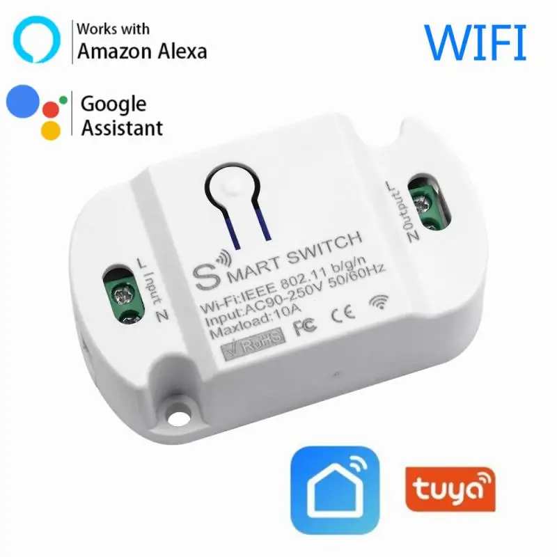 

DIY Tuya APP 10A Wifi Smart Switch Timer Wireless Smart Switch Home Remote Voice Control Compatible With Alexa Google Home