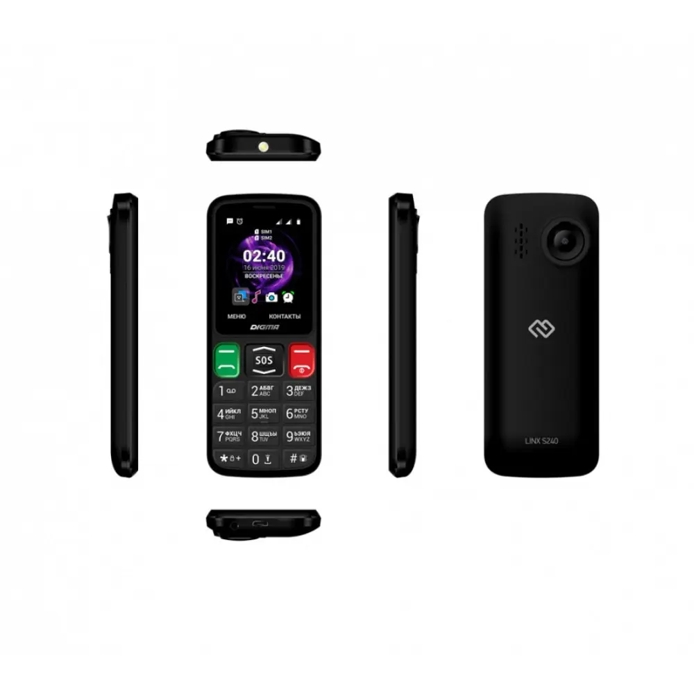 Мобильный телефон Digma S240 Linx черный SC6531E 0.032ГБ 2.44&quot 320x240 0.08Mpix 2Sim (LT2060PM) | Мобильные