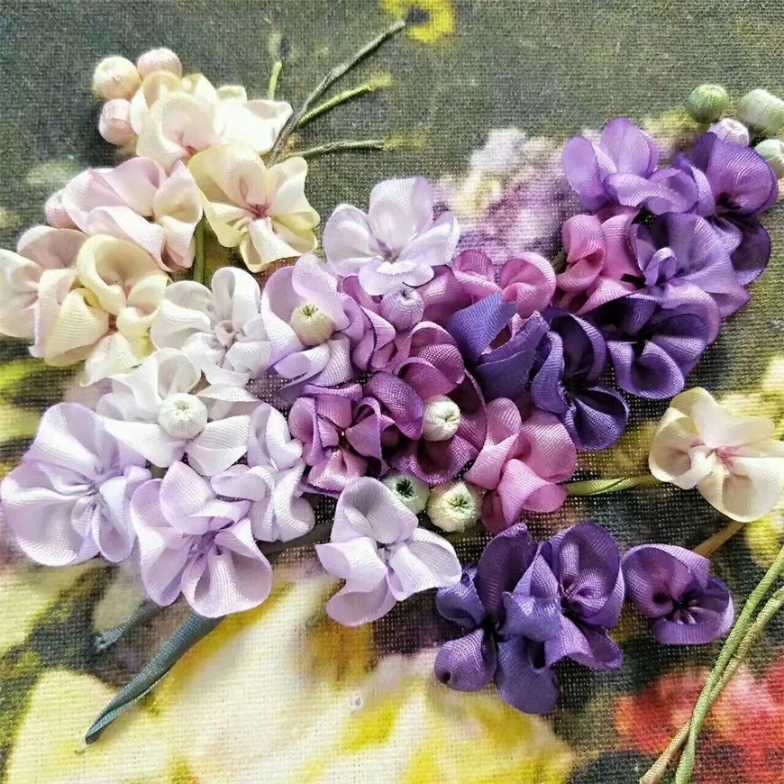 Лента с вышивкой из 100% чистого шелка 20 мм 45 цветов|Ленты для шитья| |