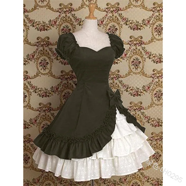 Женское летнее платье с квадратным вырезом коротким рукавом-фонариком и бантом |