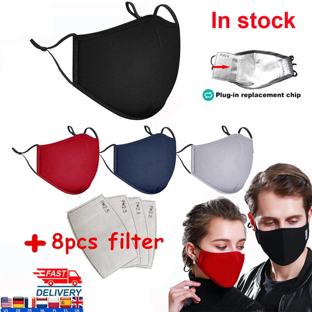 

1/3/4pcs Washable Reusable Face Mask Black Cotton Mouth Mask Mascarillas Face Shield Masque Fabric Masks Breathable Mouth Mask