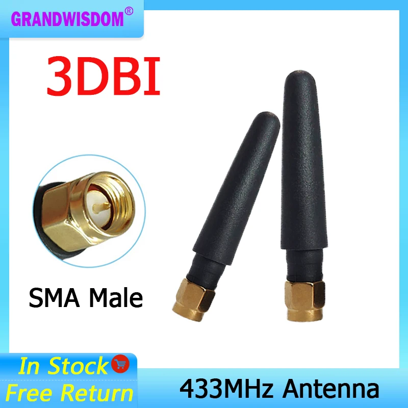

GRANDWISDOM 1-2 шт. 433 МГц Антенна 3dbi sma штекер lora антенна pbx iot модуль lorawan сигнальный приемник антенна с высоким коэффициентом усиления