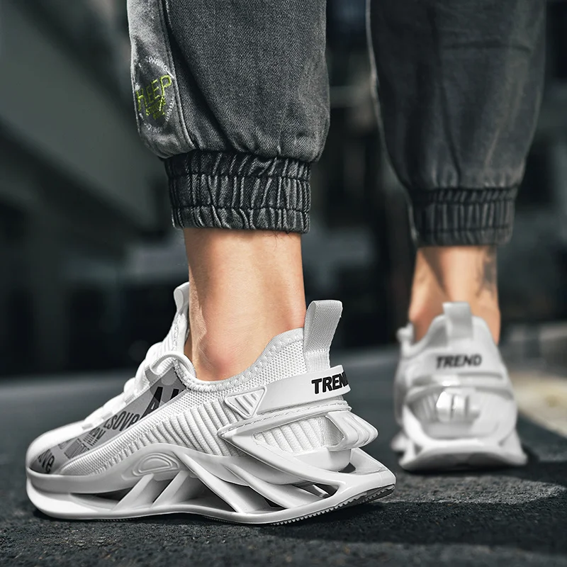 

Summer Men's Running Shoes Lace-Up Solid Color Flying Woven Breathable Mesh Sneakers Deodorant Wear-Resistant Trendy Men's Shoes