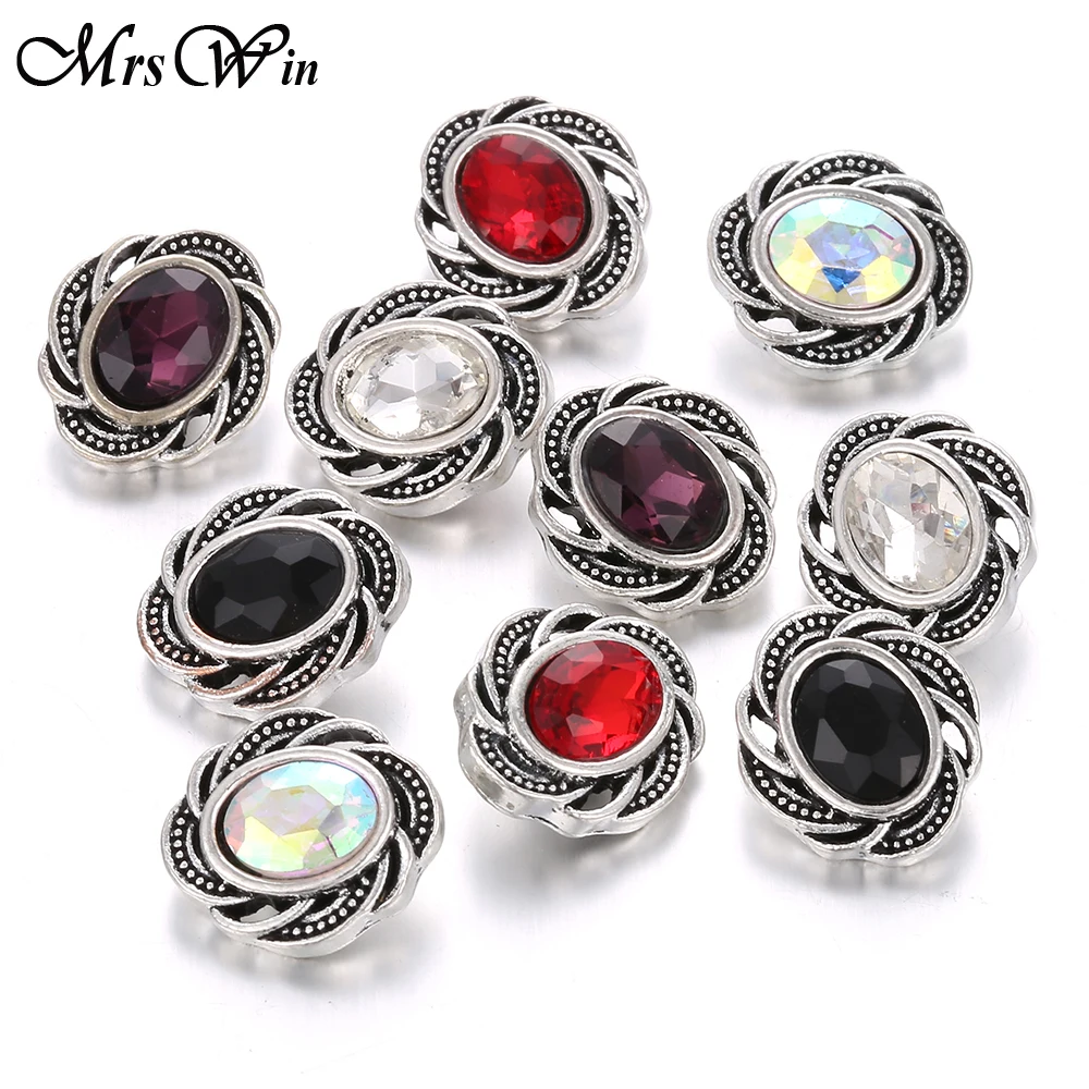 10 шт./лот оптовая продажа Модные металлические пуговицы со стразами 12 мм подходят