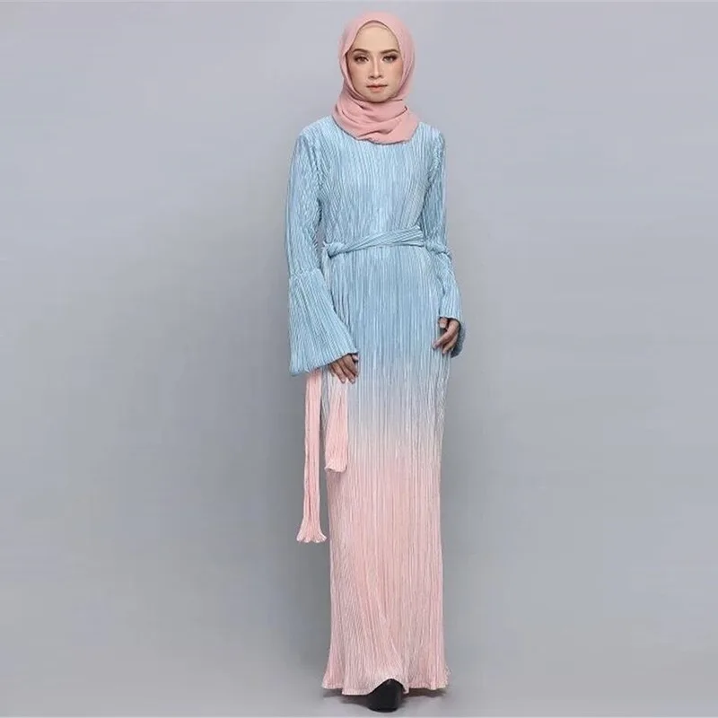 Eid Плиссированное мусульманское платье Дубайский хиджаб абайя Турция