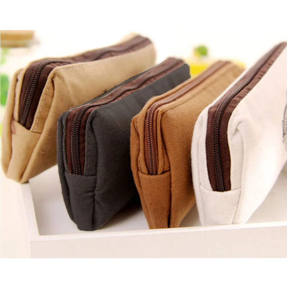 

2019 Retro Canvas Pencil Pen Case Cosmetic Makeup Bags Pouch Zipper Bags Mini Bag