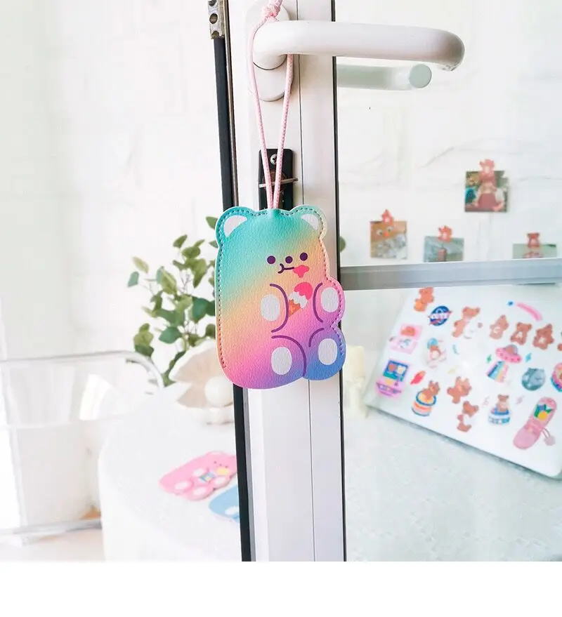 Мультяшный милый медведь брелок кольцо для ключей детей девочек чехол Корея