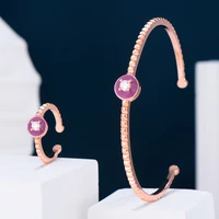 missvikki 2022 luxury girl summer open bangle ring set for women full cubic zircon pave party wedding arabic dubai jewelry set