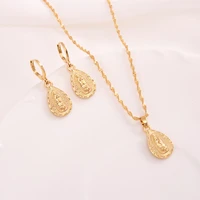 bangrui gold color virgin mary pendant necklace earrings for women fashion jewelry sets religious jewelry party gifts