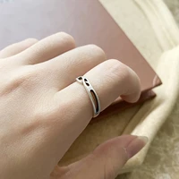 925 silver womens jewelry interwoven connected hollow ring simple fashion couple jewelry opening adjustable ring