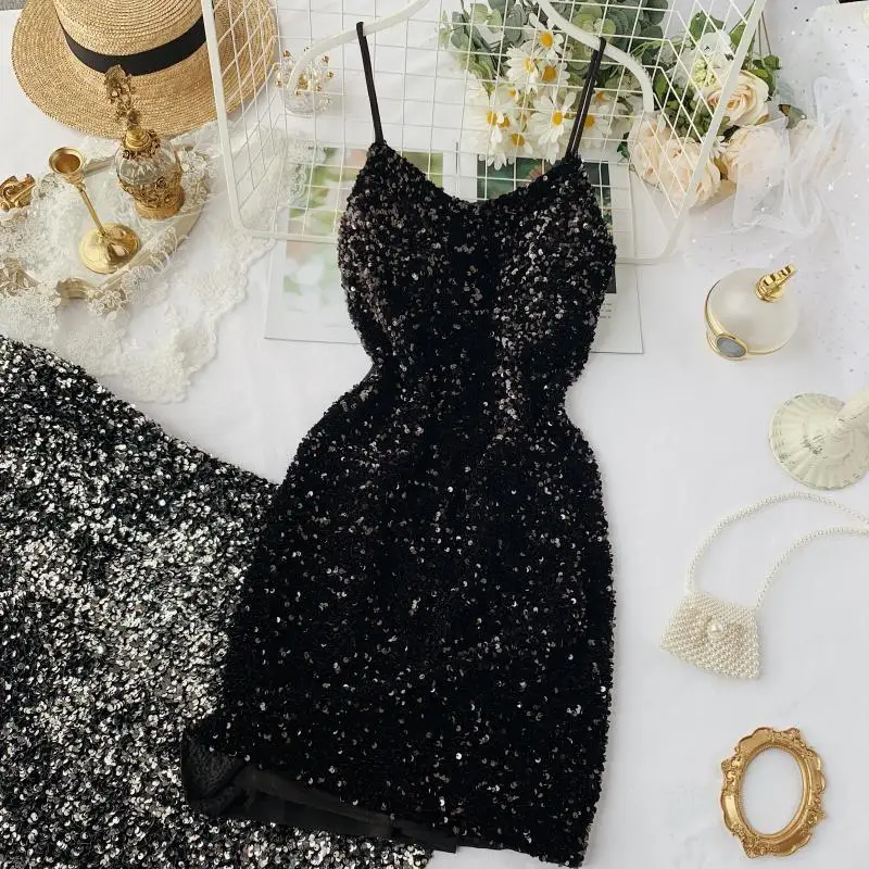 2019 Новое модное женское платье на бретелях для ночного клуба сексуальное с